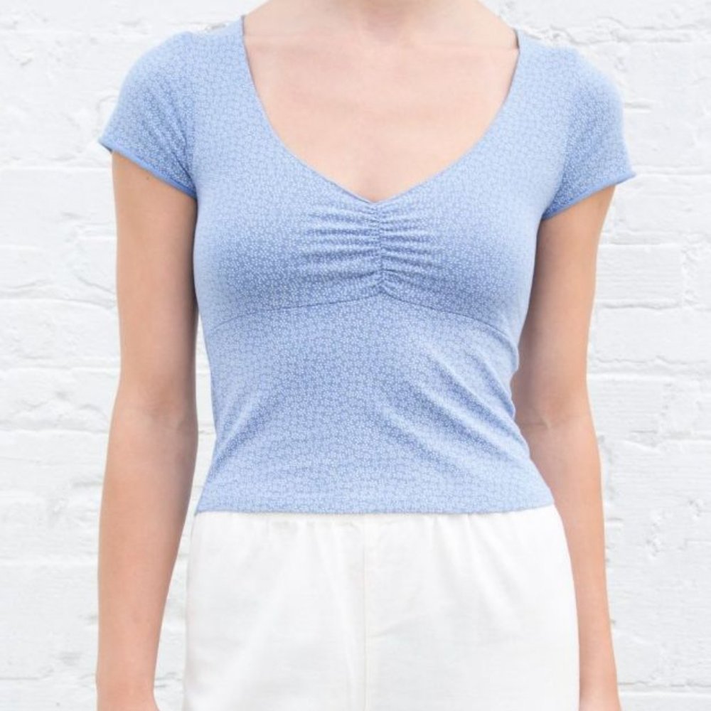 Brandy Melville Blue Floral Gina Top